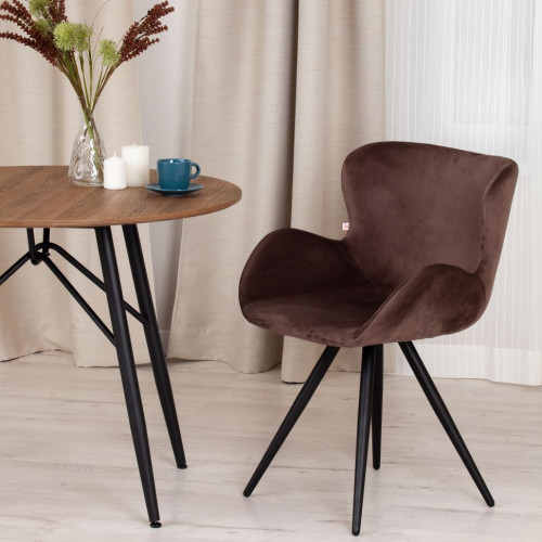 Кресло BOEING ( mod. 9120) / 1 шт. в упаковке, металл/вельвет, 42x58x84.5x47см, коричневый (HLR19)/черный