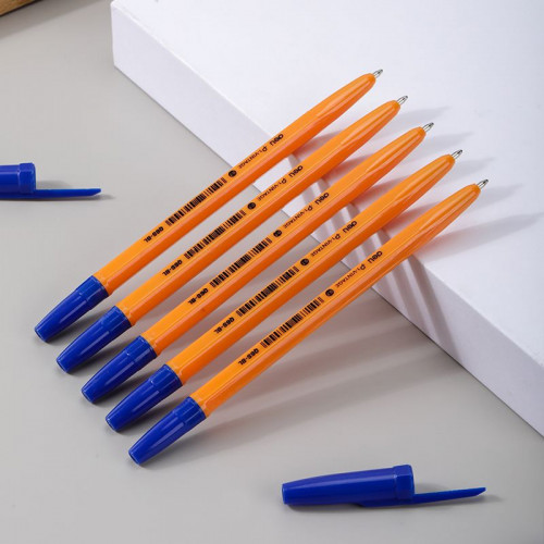 Набор ручек шариков. Deli Classic EQ6S-MT-BL оранжевый/синий d=0.7мм блистер (5шт) сменный стержень шестигр.