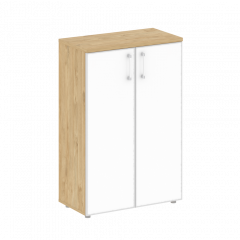 Shift Шкаф средний широкий (2 средних фасада стекло лакобель белый в раме) SK.ST-2.4R white Тиквуд светлый/Стекло white 800*420*1207