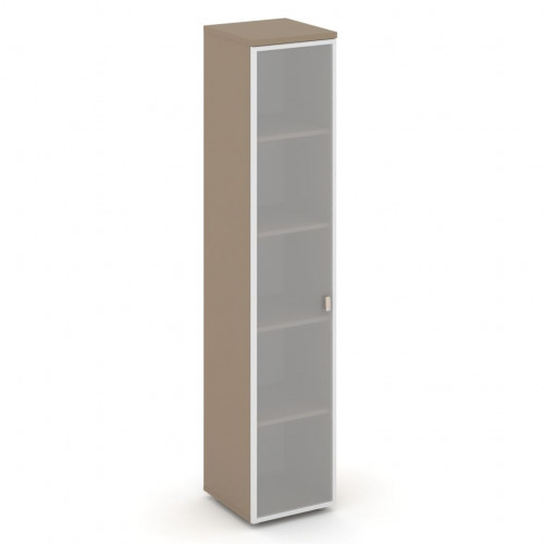 Estetica Шкаф высокий узкий лев. (1 высок. фасад стекло в раме) ES.SU-1.10R (L) Латте/Сатин матовый 400*420*1977