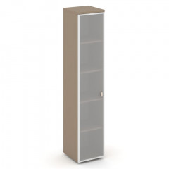 Estetica Шкаф высокий узкий лев. (1 высок. фасад стекло в раме) ES.SU-1.10R (L) Латте/Сатин матовый 400*420*1977