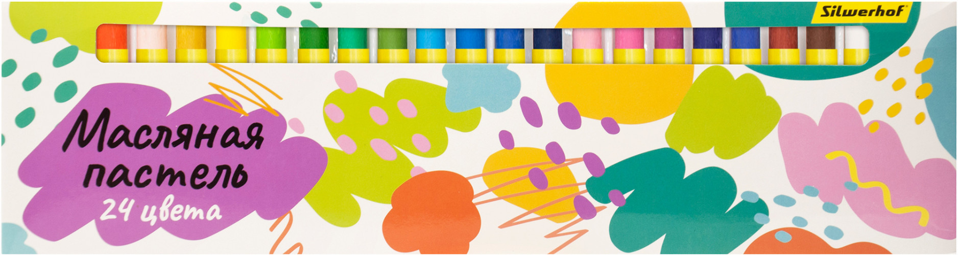 Масляная пастель Silwerhof круглые 24цв. дл.70ммд.10мм картон.кор.