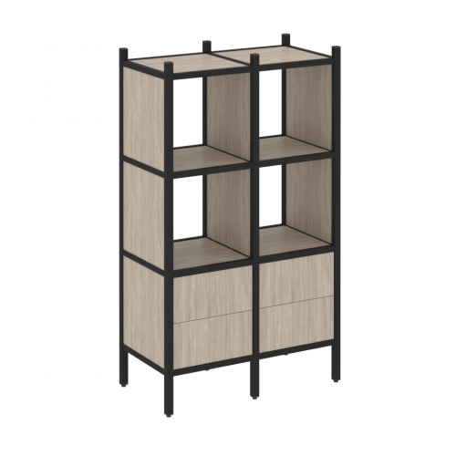 Loft Прямой стеллаж наборный VR.L-03 Дуб аттик/Чёрный металл 862*446*1458