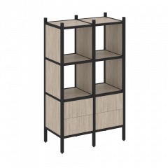 Loft Прямой стеллаж наборный VR.L-03 Дуб аттик/Чёрный металл 862*446*1458