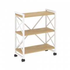 Loft Стеллаж на колесных опорах-3 полки VR.L-MST.K-3.8 Тиквуд светлый/Белый металл 800*400*968