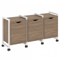 Loft Тумба на колесных опорах наборная. Вариант №5 VR.L-TN-5.K Дуб аризона/Белый металл 1440*460*767