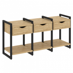 Loft Тумба на регулируемых опорах наборная. Вариант №4 VR.L-TN-4.O Тиквуд светлый/Чёрный металл 1440*460*719