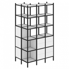 Loft Угловой внешний стеллаж наборный VR.L-54 Белый бриллиант/Чёрный металл 862*1278*2280