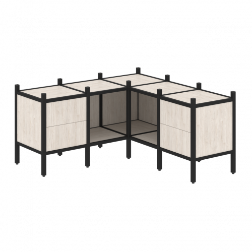 Loft Угловой внутренний стеллаж наборный VR.L-27 Денвер светлый/Чёрный металл 1278*1278*636