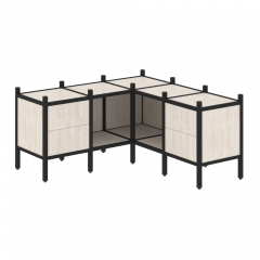 Loft Угловой внутренний стеллаж наборный VR.L-27 Денвер светлый/Чёрный металл 1278*1278*636