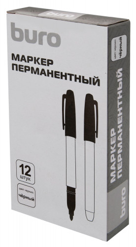 Маркер перманентный Buro пулевидный пиш. наконечник 2.5мм черный коробка