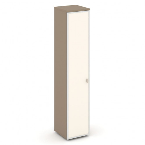 Estetica Шкаф высокий узкий лев. (1 высок. фасад стекло лакобель в раме) ES.SU-1.10R (L) I Латте/Лакобель ivory 400*420*1977