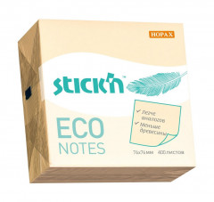Блок самоклеящийся бумажный Stick`n ECO 21799 76x76мм 400лист. 60г/м2 пастель желтый