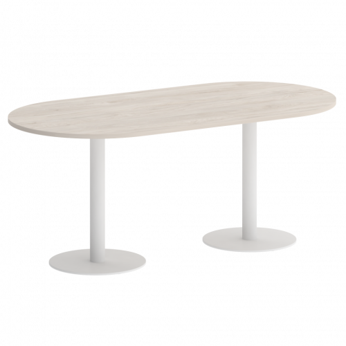 Home Office Стол овальный VR.SP-5-180.1 Денвер светлый/Белый металл 1800*900*753