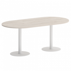 Home Office Стол овальный VR.SP-5-180.1 Денвер светлый/Белый металл 1800*900*753