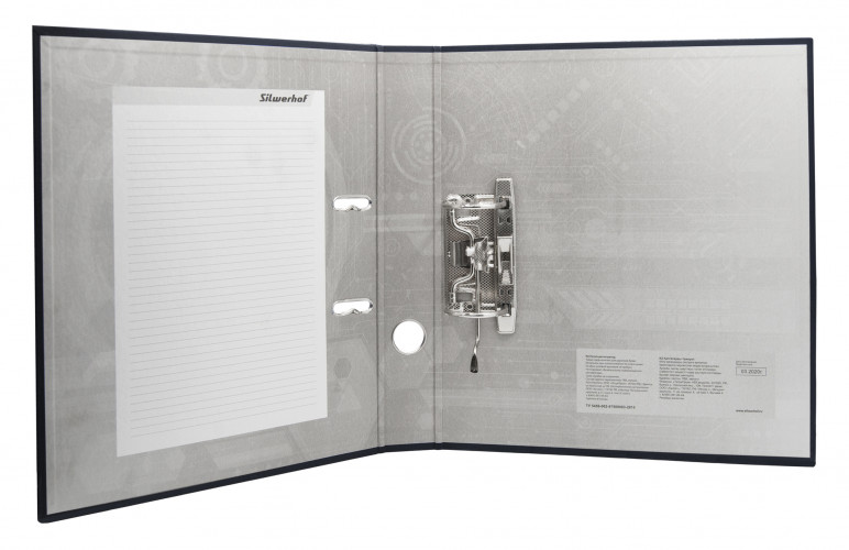 Папка-регистратор Silwerhof A4 50мм ПВХ/бумага черный без. окант. сборная смен.карм. на кор.
