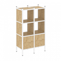 Loft Прямой стеллаж наборный VR.L-03 Тиквуд светлый/Белый металл 862*446*1458