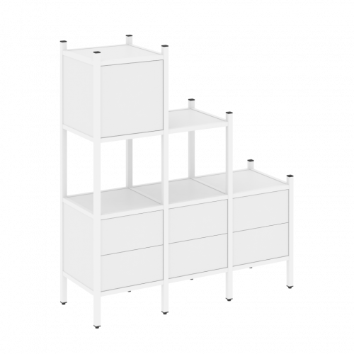 Loft Прямой стеллаж наборный VR.L-12 Белый бриллиант/Белый металл 1278*446*1458