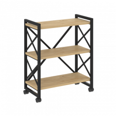 Loft Стеллаж на колесных опорах-3 полки VR.L-MST.K-3.8 Тиквуд светлый/Чёрный металл 800*400*968