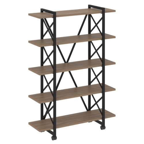 Loft Стеллаж на колесных опорах-5 полок VR.L-MST.K-5.8V Дуб аризона/Чёрный металл 1200*400*1704