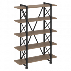 Loft Стеллаж на колесных опорах-5 полок VR.L-MST.K-5.8V Дуб аризона/Чёрный металл 1200*400*1704