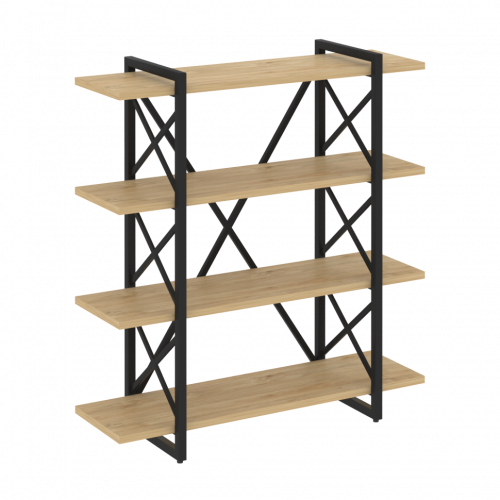 Loft Стеллаж на регулируемых опорах-4 полки VR.L-MST.O-4.8V Тиквуд светлый/Чёрный металл 1200*400*1280