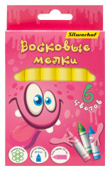 Восковые мелки Silwerhof Jumbo Монстрики круглые 6цв. дл.115ммд.14мм картон.кор.