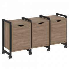 Loft Тумба на колесных опорах наборная. Вариант №5 VR.L-TN-5.K Дуб аризона/Чёрный металл 1440*460*767