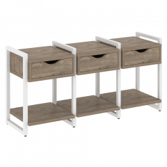 Loft Тумба на регулируемых опорах наборная. Вариант №4 VR.L-TN-4.O Тиквуд тёмный/Белый металл 1440*460*719