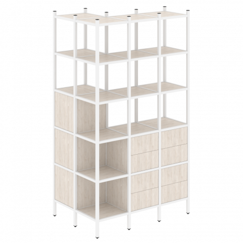 Loft Угловой внешний стеллаж наборный VR.L-54 Денвер светлый/Белый металл 862*1278*2280