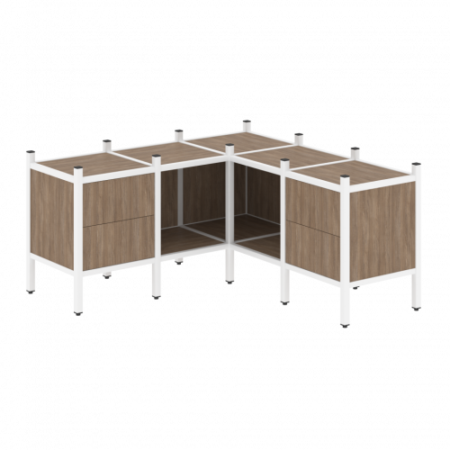 Loft Угловой внутренний стеллаж наборный VR.L-27 Дуб аризона/Белый металл 1278*1278*636