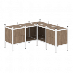 Loft Угловой внутренний стеллаж наборный VR.L-27 Дуб аризона/Белый металл 1278*1278*636