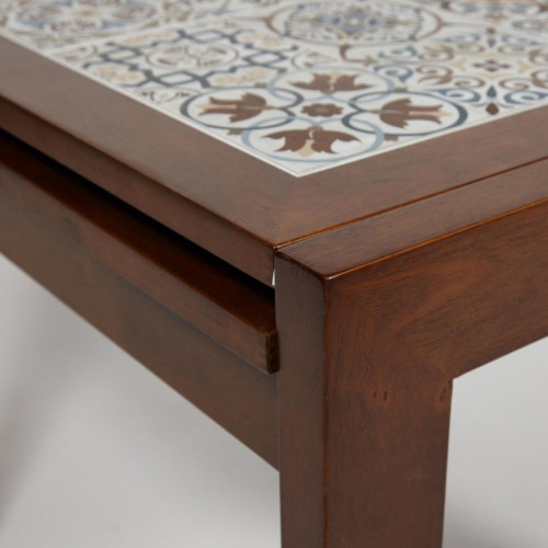 CT 3030 Kasablanca стол раскладной с плиткой, дерево гевея/плитка, 73,5 (147) х 73,5 х 75см , Тёмный Дуб, рисунок - марокко