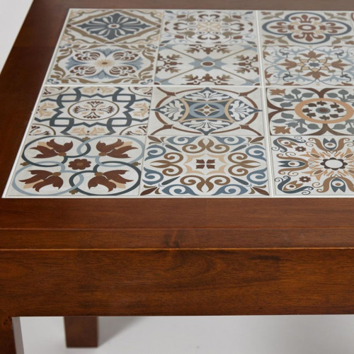 CT 3030 Kasablanca стол раскладной с плиткой, дерево гевея/плитка, 73,5 (147) х 73,5 х 75см , Тёмный Дуб, рисунок - марокко