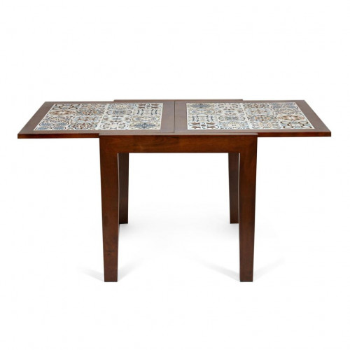 CT 3030 Kasablanca стол раскладной с плиткой, дерево гевея/плитка, 73,5 (147) х 73,5 х 75см , Тёмный Дуб, рисунок - марокко