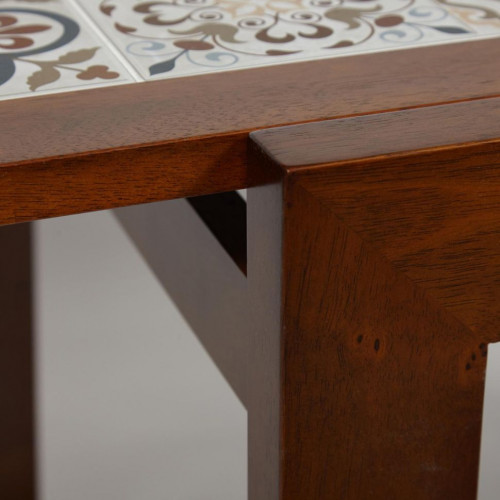 CT 3030 Kasablanca стол раскладной с плиткой, дерево гевея/плитка, 73,5 (147) х 73,5 х 75см , Тёмный Дуб, рисунок - марокко