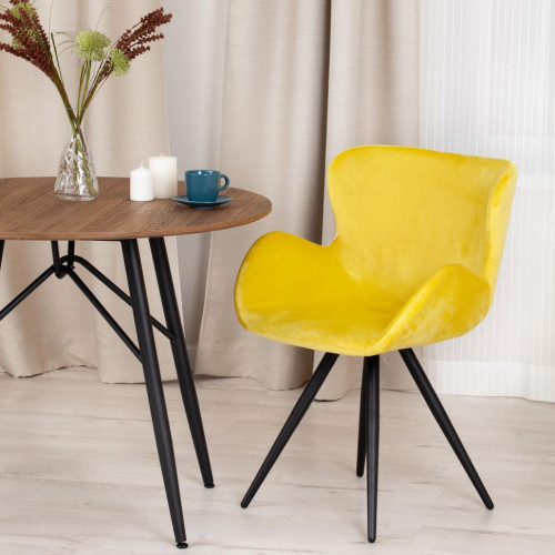 Кресло BOEING ( mod. 9120), металл/вельвет, 42x58x84.5x47см, желтый (HLR 40)/черный