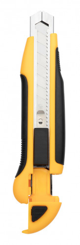 Нож канцелярский Deli E2091 шир.лез.18мм выдвижное лезвие фиксатор усиленный сталь желтый блистер