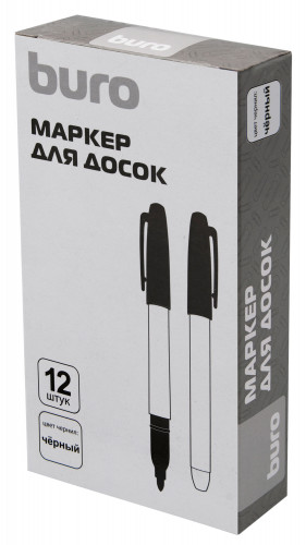 Маркер для досок Buro пулевидный пиш. наконечник 2.5мм черный коробка