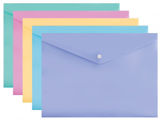 Конверт на кнопке Бюрократ Pastel -PKPAST/VIO A4 пластик 0.18мм фиолетовый
