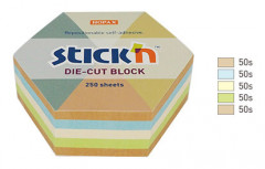 Блок самоклеящийся бумажный Stick`n 21828 61x70мм 250лист. пастель+крафт ассорти &quot;гексагон&quot;