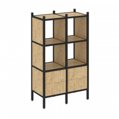 Loft Прямой стеллаж наборный VR.L-03 Тиквуд светлый/Чёрный металл 862*446*1458