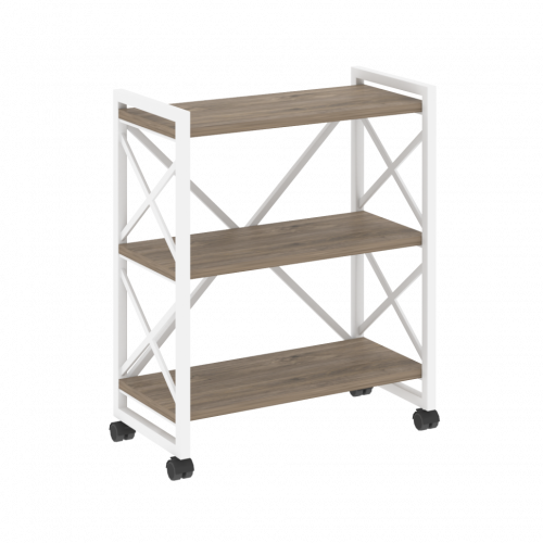 Loft Стеллаж на колесных опорах-3 полки VR.L-MST.K-3.8 Тиквуд тёмный/Белый металл 800*400*968