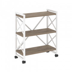 Loft Стеллаж на колесных опорах-3 полки VR.L-MST.K-3.8 Тиквуд тёмный/Белый металл 800*400*968