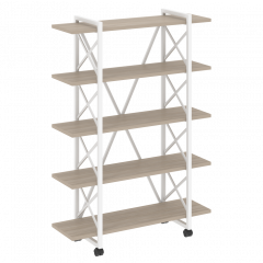 Loft Стеллаж на колесных опорах-5 полок VR.L-MST.K-5.8V Дуб аттик/Белый металл 1200*400*1704