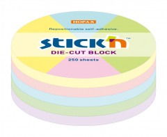 Блок самоклеящийся бумажный Stick`n 21829 67x67мм 250лист. пастель ассорти &quot;круг&quot;