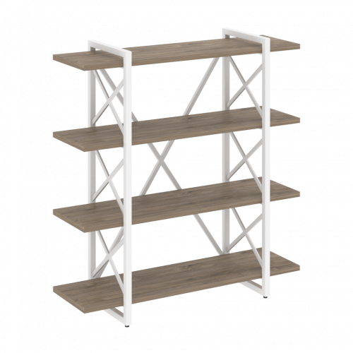 Loft Стеллаж на регулируемых опорах-4 полки VR.L-MST.O-4.8V Тиквуд тёмный/Белый металл 1200*400*1280