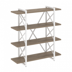 Loft Стеллаж на регулируемых опорах-4 полки VR.L-MST.O-4.8V Тиквуд тёмный/Белый металл 1200*400*1280