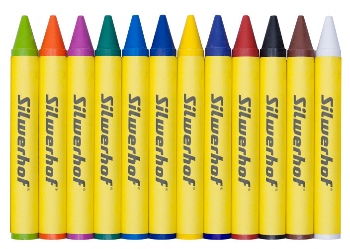 Восковые мелки Silwerhof Jumbo Монстрики круглые 12цв. дл.115ммд.14мм картон.кор.