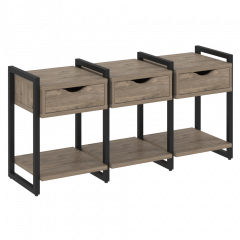 Loft Тумба на регулируемых опорах наборная. Вариант №4 VR.L-TN-4.O Тиквуд тёмный/Чёрный металл 1440*460*719